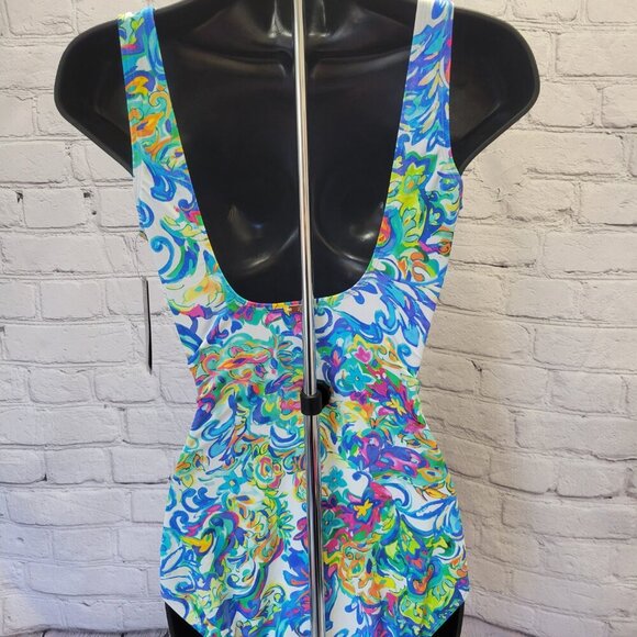 Lauren Ralph Lauren Women's Printed Ruffle Surplice Underwire One-Piece Swimsuit - Picture 4 of 6